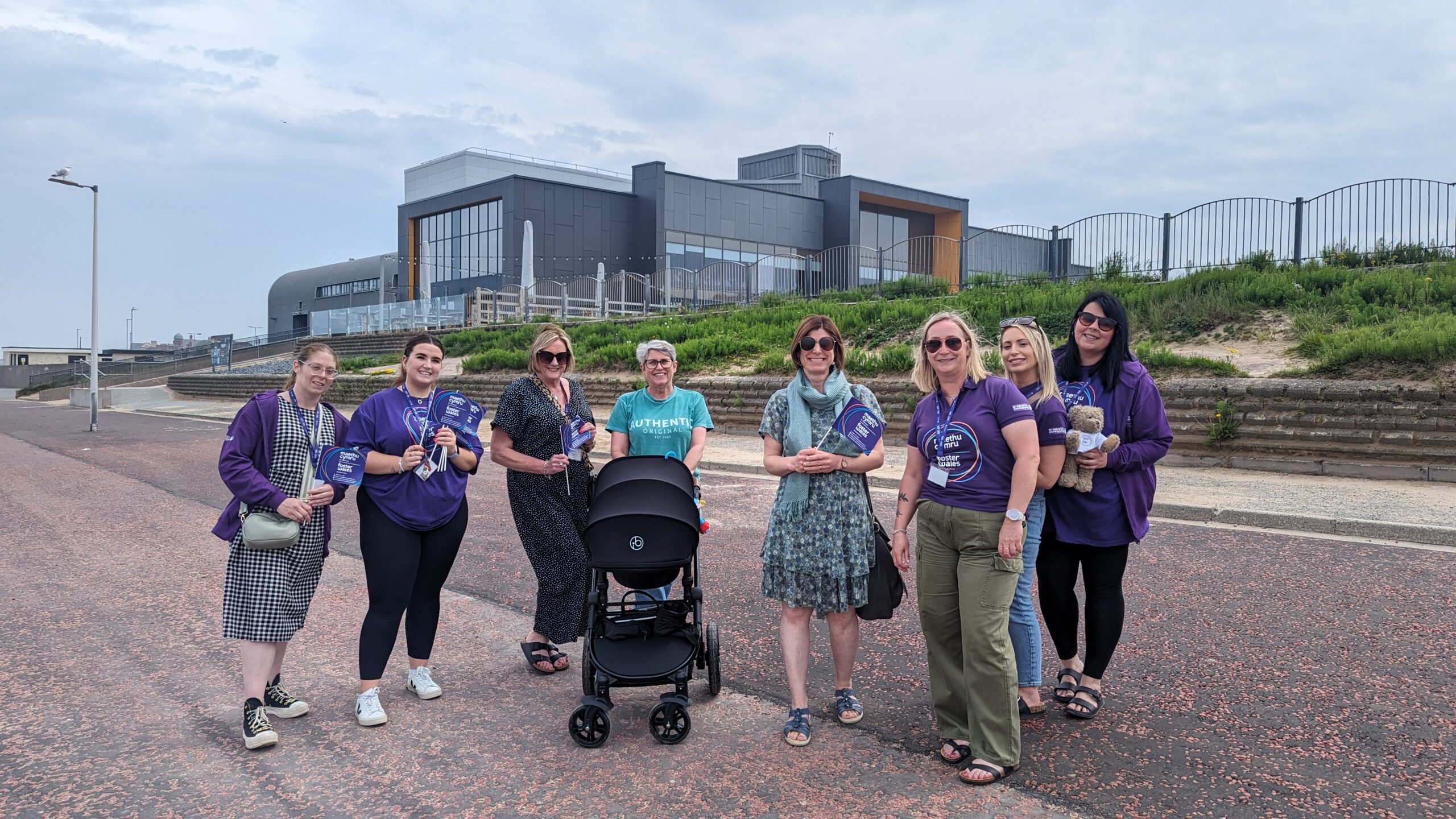 Foster wales denbighshire team on the prom at Prestatyn Nova centre